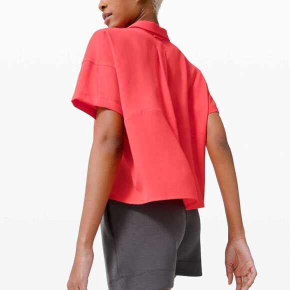 NWT Lululemon Full Day Ahead Short Sleeve Shirt Size 4 | Carnation Red - Picture 6 of 8